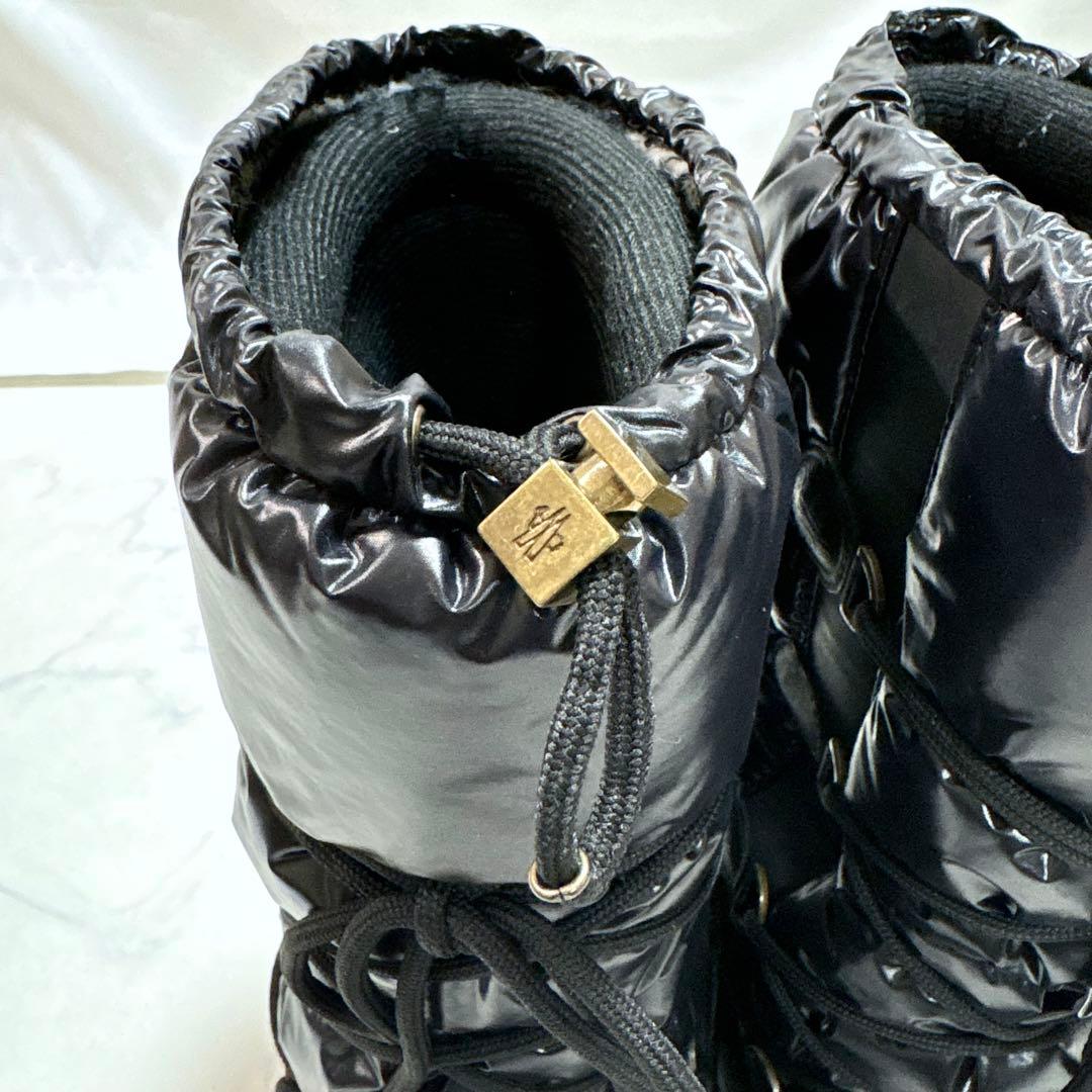 極美品 MONCLER ダウンブーツ ムーンブーツ 黒23cm 防寒 軽量 撥水