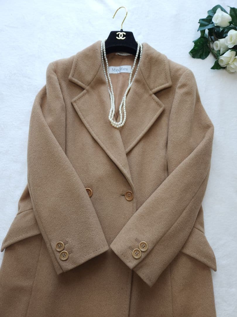 MaxMara 最高級ロングチェスターコート　47万 キャメル100%*若干訳有