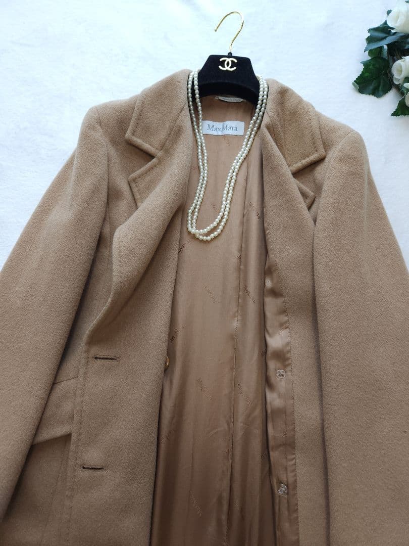 MaxMara 最高級ロングチェスターコート　47万 キャメル100%*若干訳有