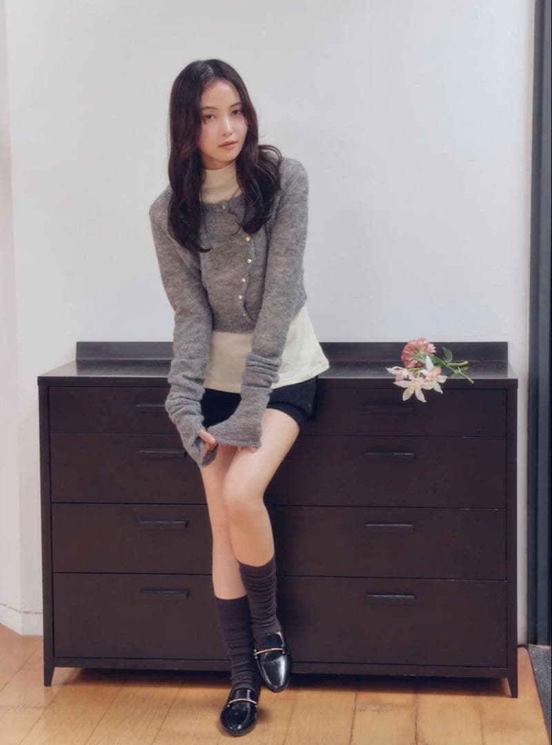 トップス Andequal wave design sheer knit