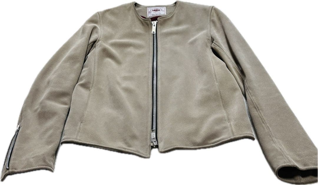JAMESGROSEベージュ スエードレザー シングルライダースジャケット 38