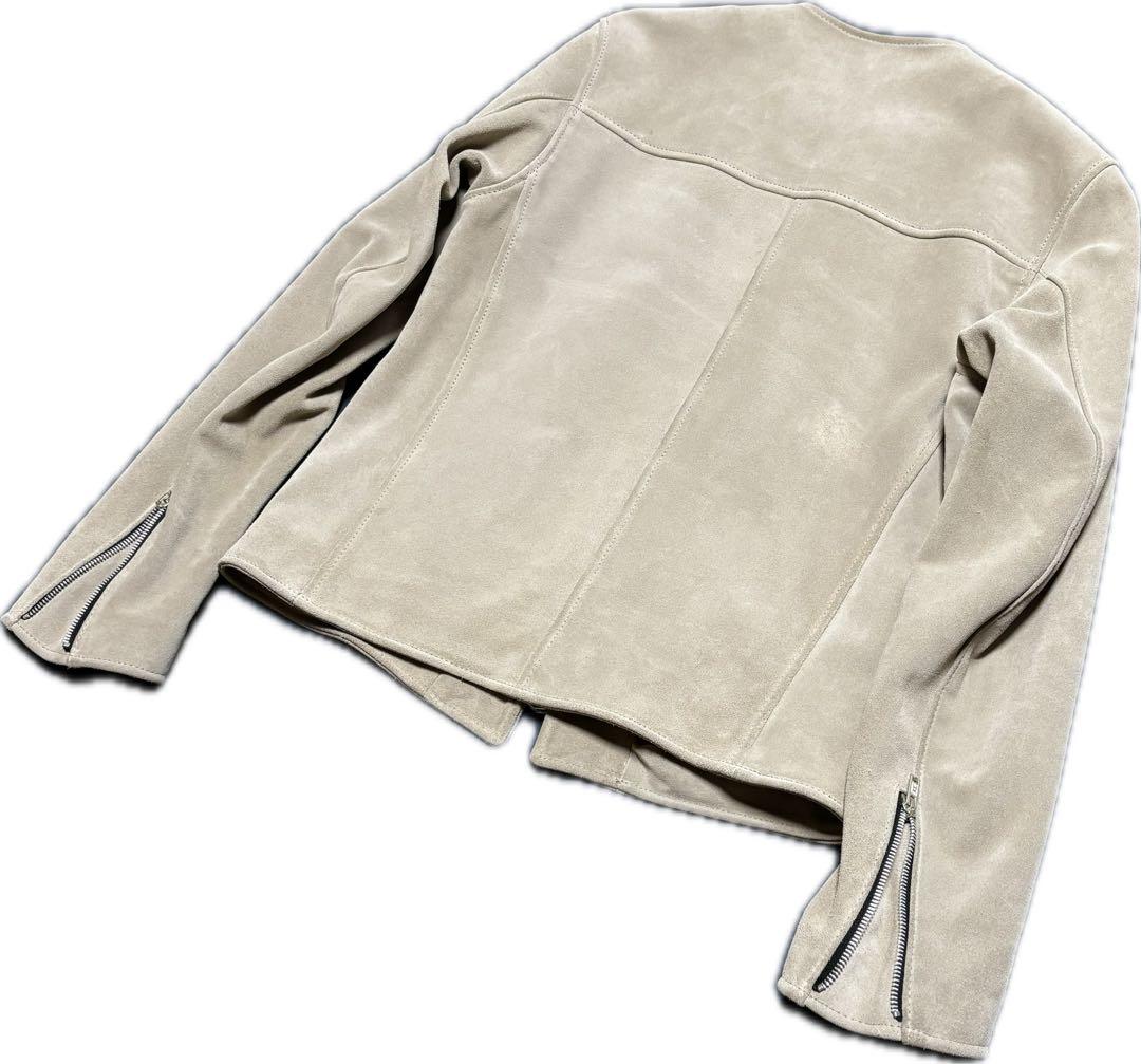 JAMESGROSEベージュ スエードレザー シングルライダースジャケット 38