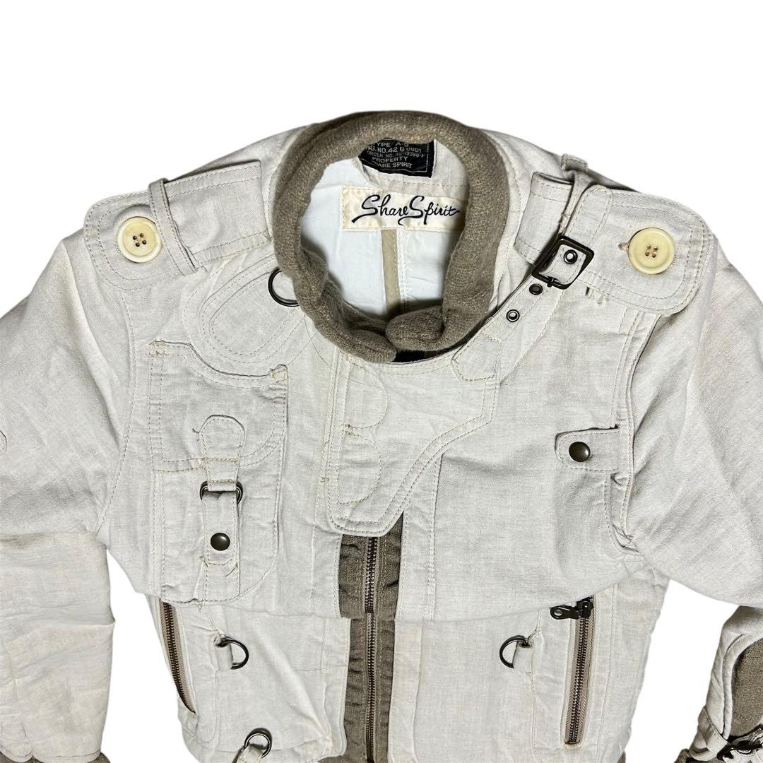 ★希少Share Spirit白ミリタリーJKT/　中綿入り　size36