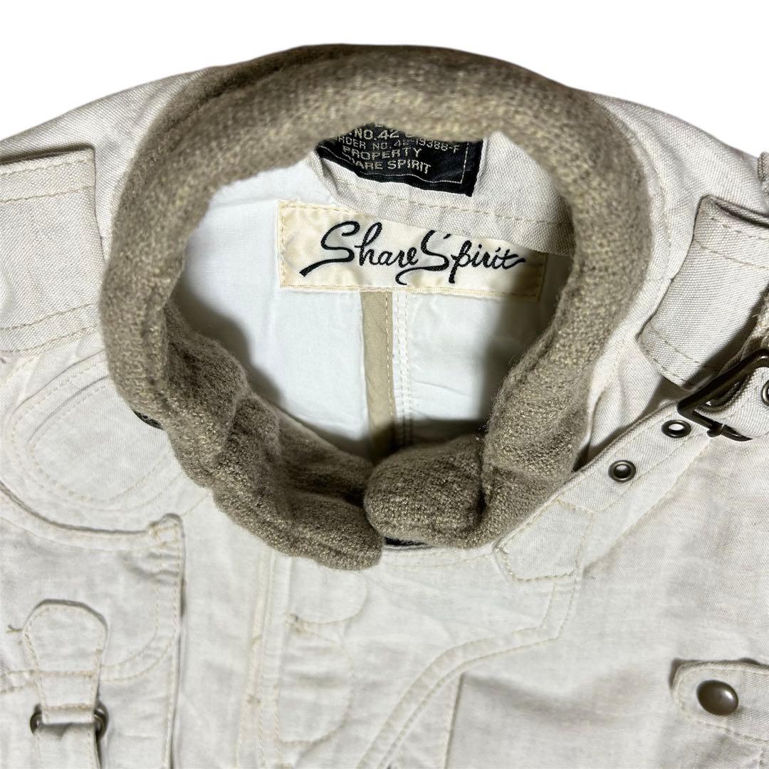 ★希少Share Spirit白ミリタリーJKT/　中綿入り　size36