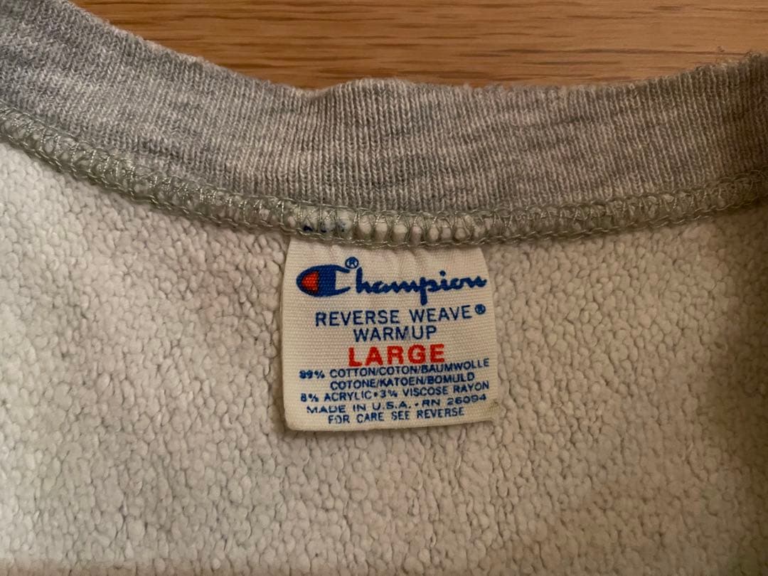 h*y様 チャンピオン 80sリバースウィーブ　NAVY 染み込みプリント Lサ