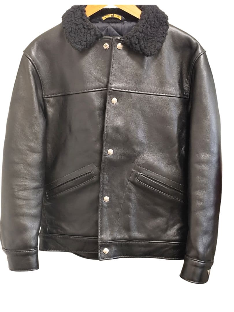 SCHOTT 219US ランチジャケット 38 レザー ボア付 美品