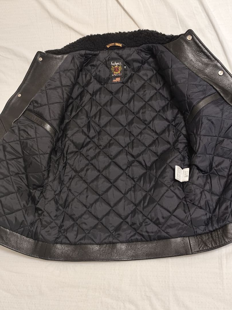 SCHOTT 219US ランチジャケット 38 レザー ボア付 美品