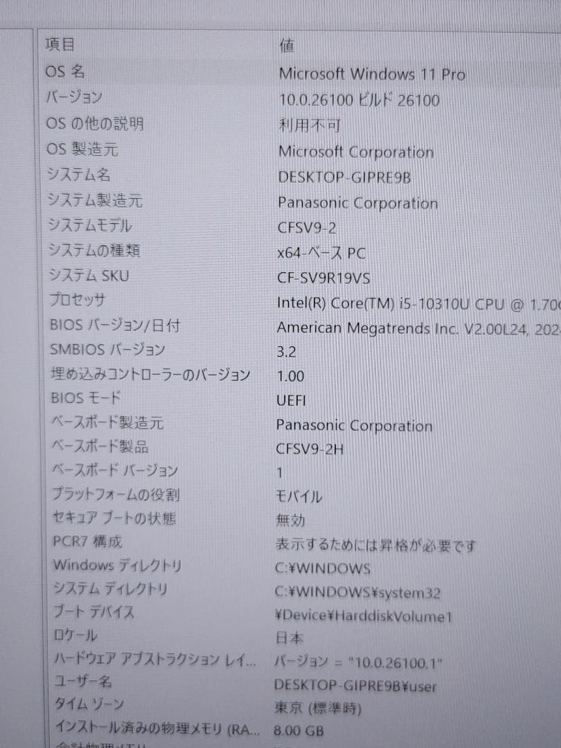 【1TB】Panasonic Let's note CF-SV9