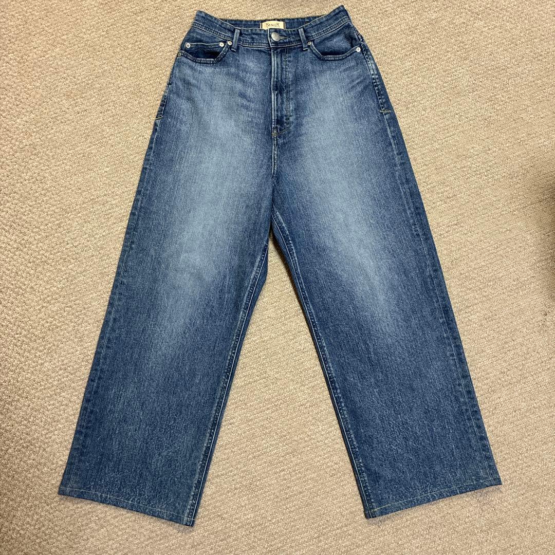 【美品】YANUK ヤヌークJOANルーズストレート 25 FVB 股下65
