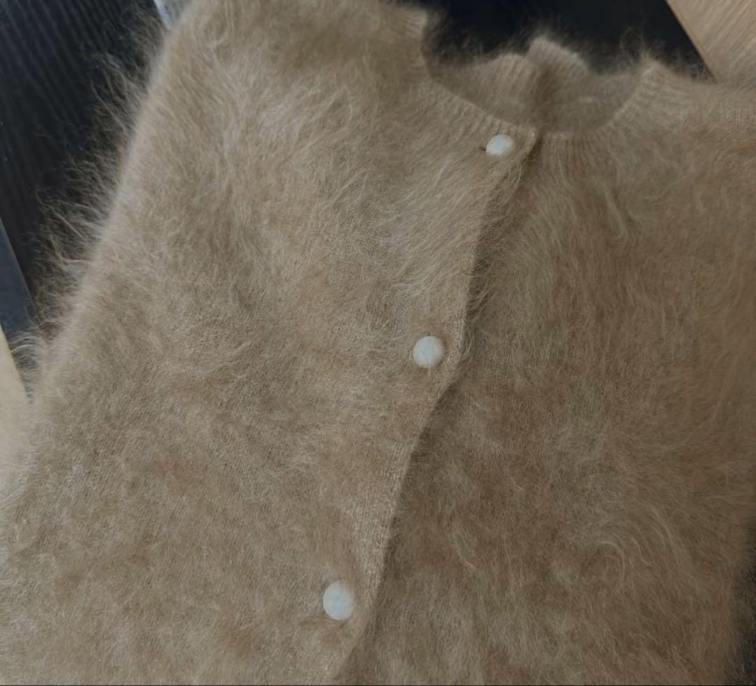 フォックスカシミヤ100％ カーディガン　ミルクティー