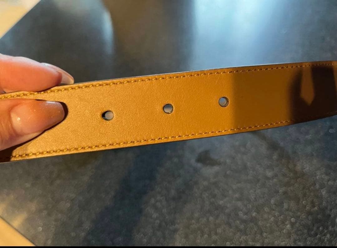 arman　GUCCI ベージュレザー ベルト インターロッキング