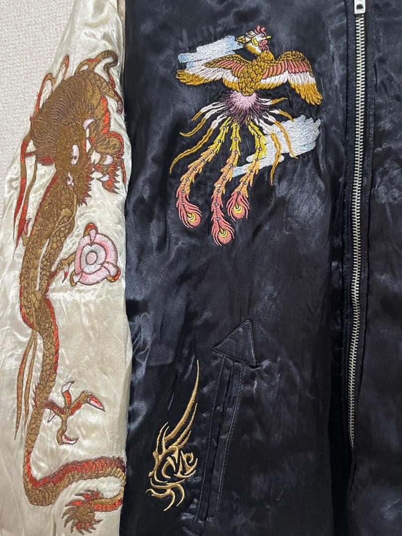 わ*き様 総刺繍　ドラゴン刺繍 スカジャン　リバーシブル　サイズL