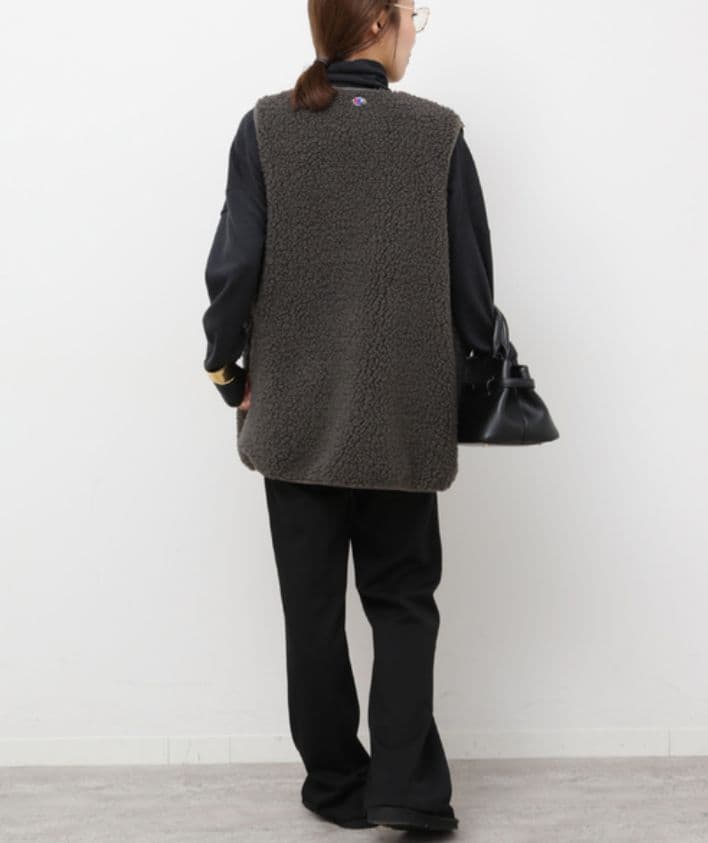 値下げ中　別注【Champion/チャンピオン】ボアフリースベスト　グレー