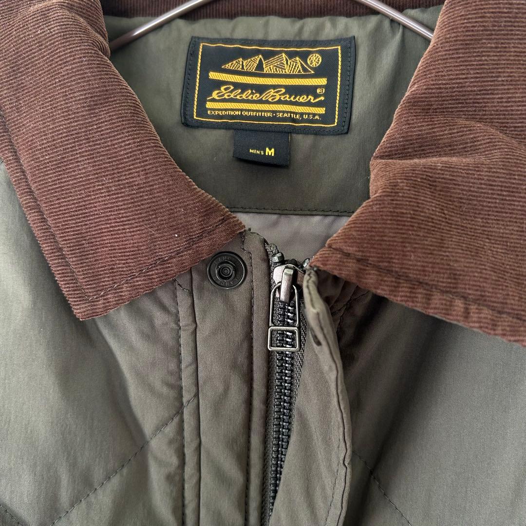 Eddie Bauer M キルティングジャケット　カーキ　美品　90s 黒タグ
