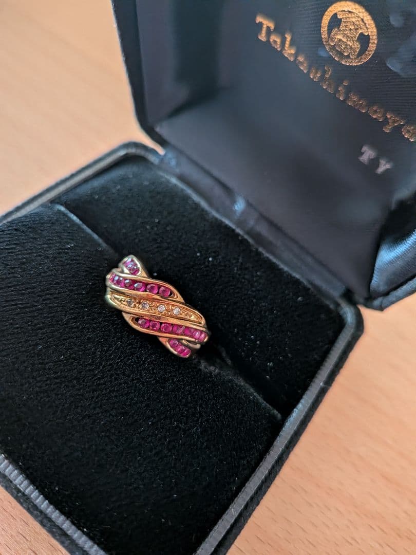 K18　ダイヤ・ルビー　デザインリング