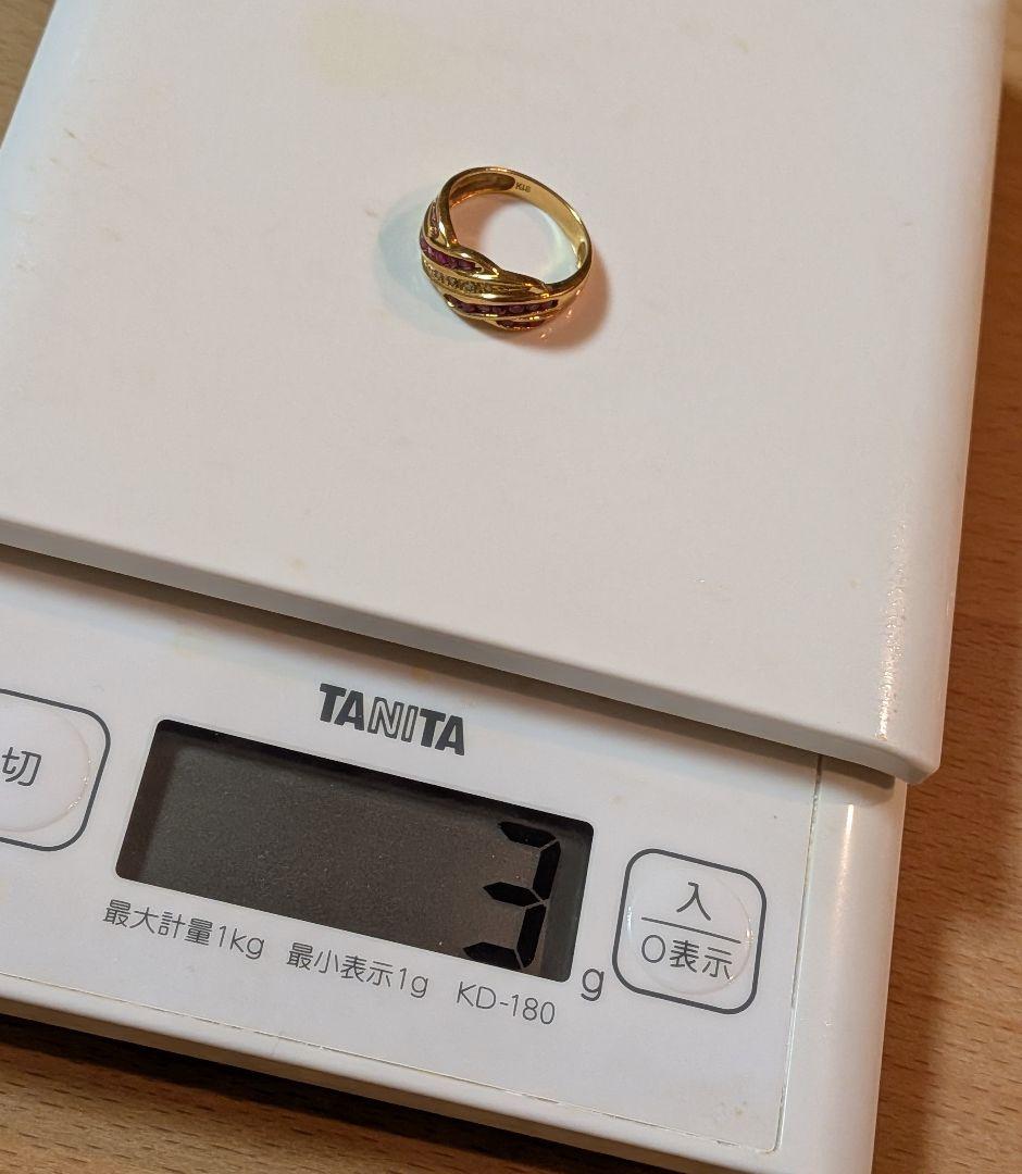 K18　ダイヤ・ルビー　デザインリング