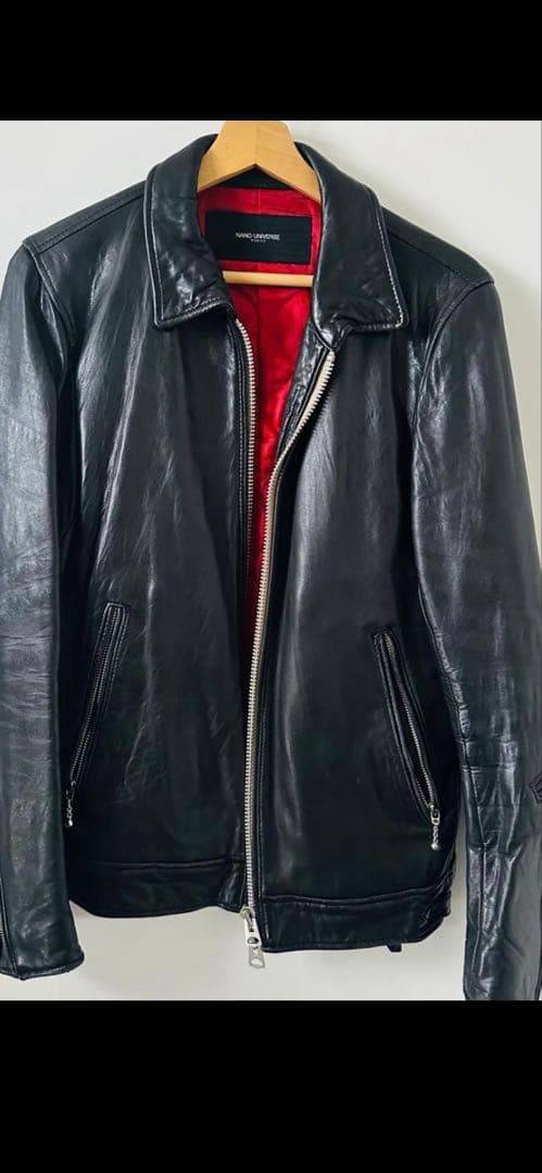 NANO UNIVERES黒レザージャケットライダース