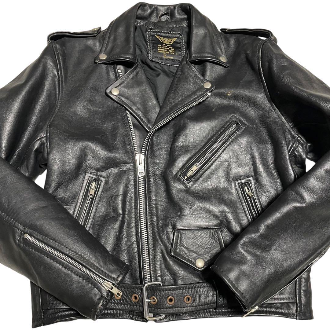 【KAKUISHI】本革 リアルレザーダブルライダースジャケット ブラック L