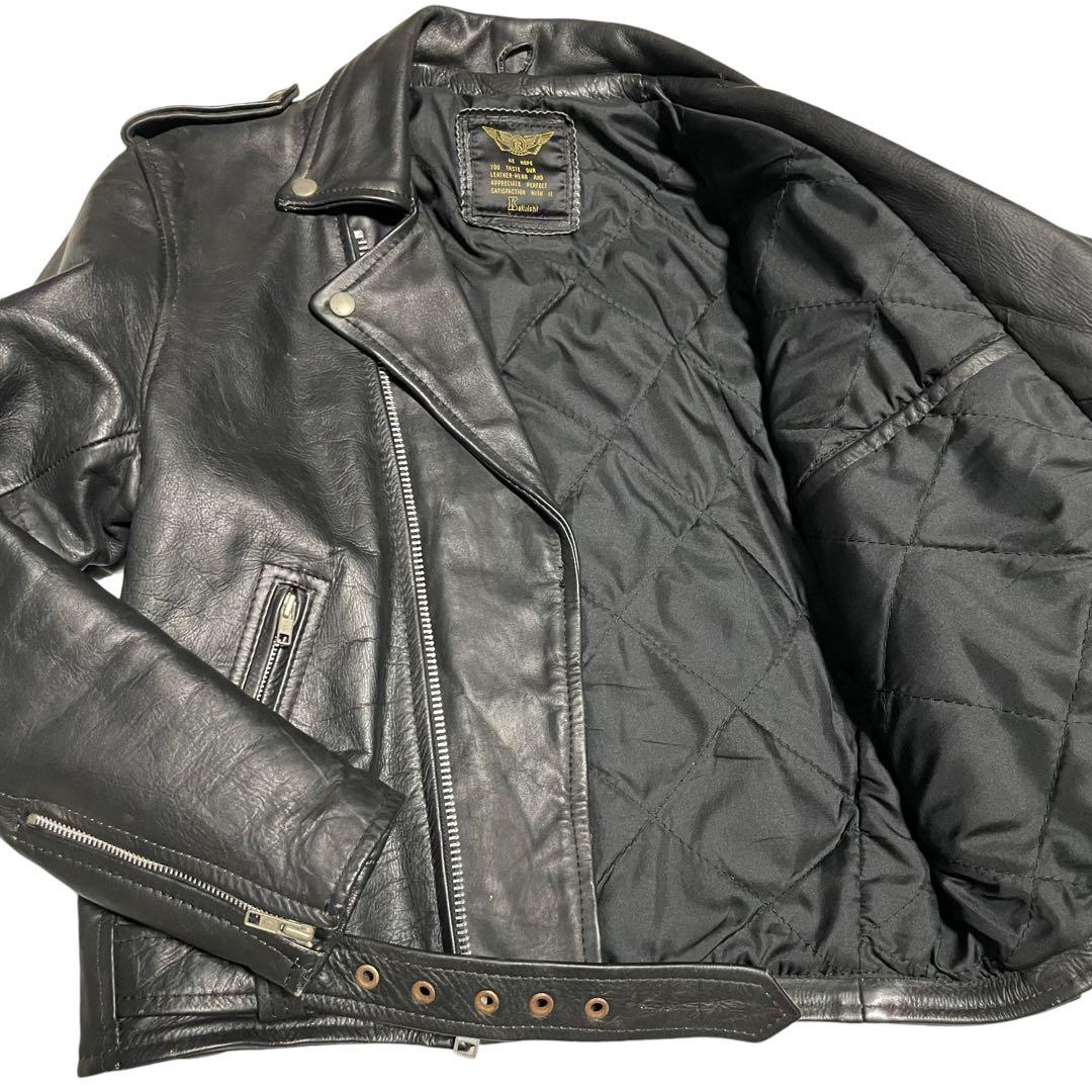 【KAKUISHI】本革 リアルレザーダブルライダースジャケット ブラック L