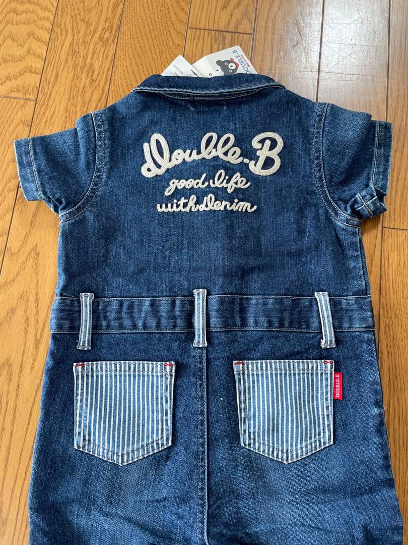 DOUBLE.B デニムロンパース Mサイズ