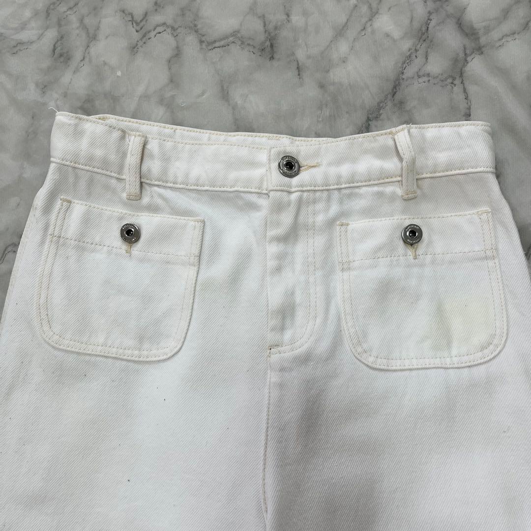 現行タグ✨バーバリー152(12y) ホワイトデニムパンツ　ロコボタン　XS〜S