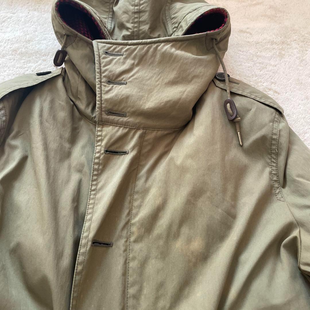 バーバリー ブリット ライナー付 コート モッズコート チェック カーキ n3b