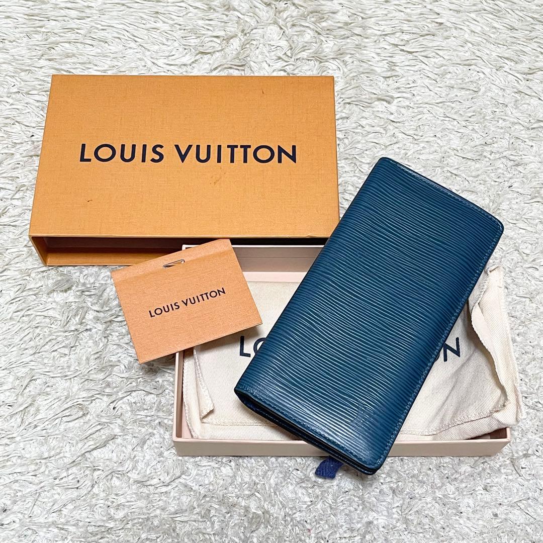【箱付/良品】ルイヴィトン　長財布　ポルトフォイユ　ブラザ　エピ　レザー　濃青系