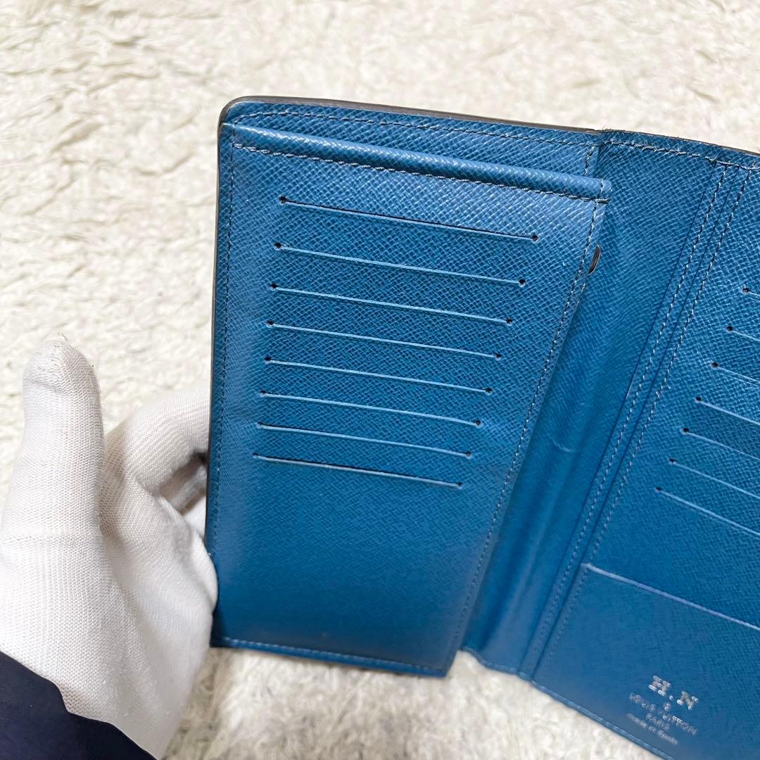 【箱付/良品】ルイヴィトン　長財布　ポルトフォイユ　ブラザ　エピ　レザー　濃青系