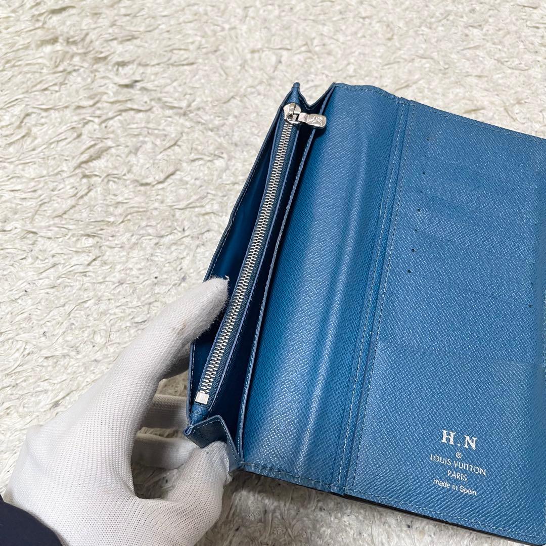 【箱付/良品】ルイヴィトン　長財布　ポルトフォイユ　ブラザ　エピ　レザー　濃青系