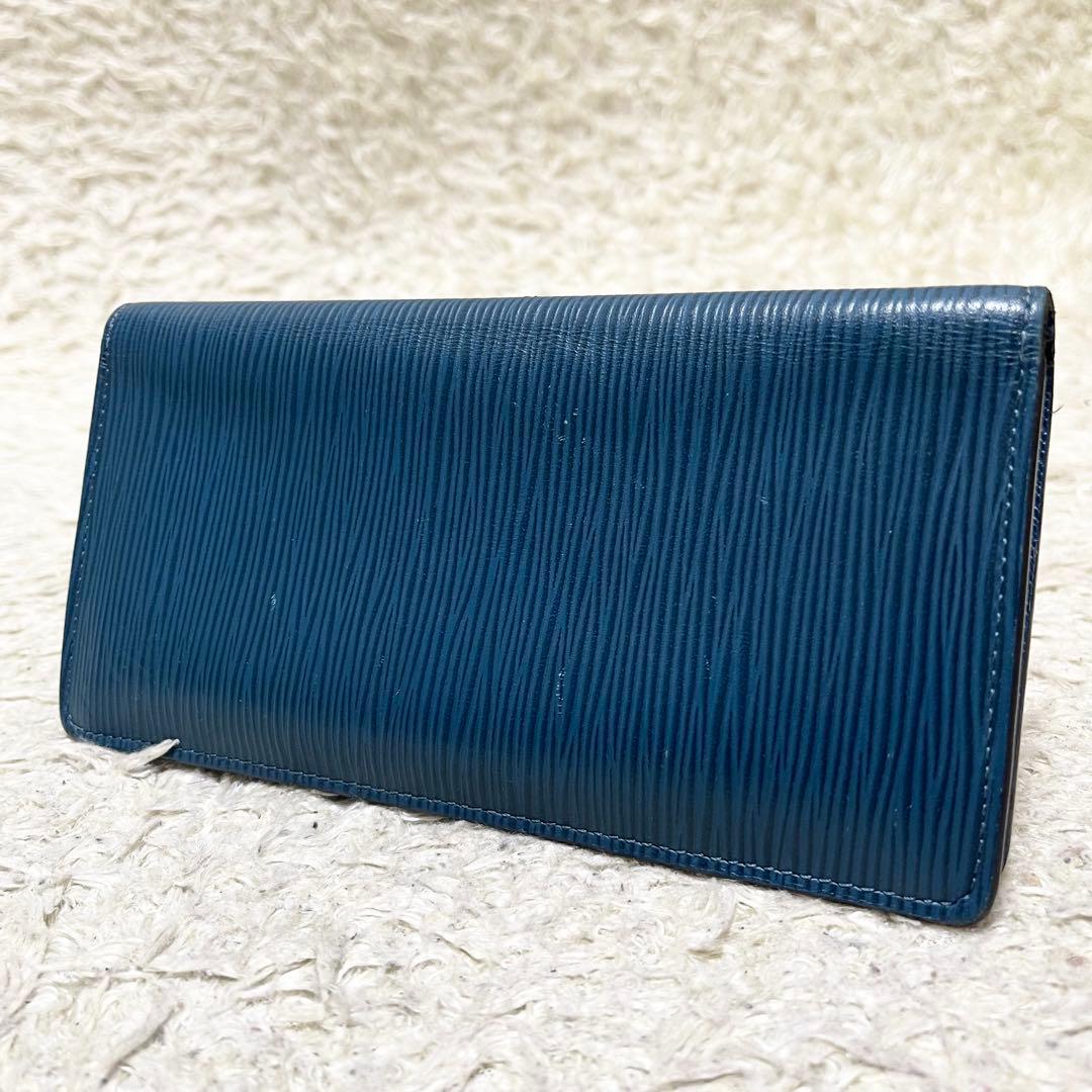 【箱付/良品】ルイヴィトン　長財布　ポルトフォイユ　ブラザ　エピ　レザー　濃青系
