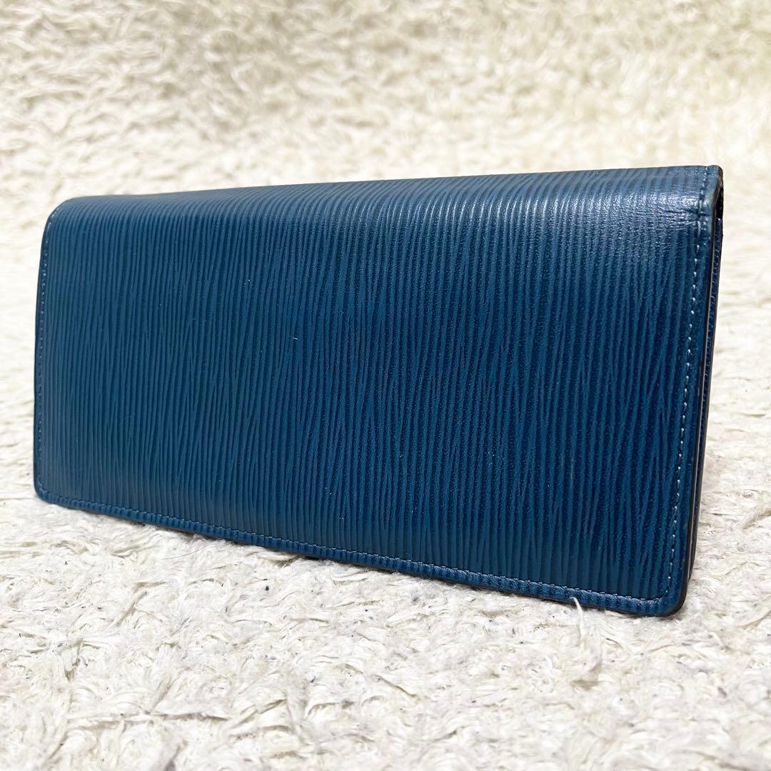 【箱付/良品】ルイヴィトン　長財布　ポルトフォイユ　ブラザ　エピ　レザー　濃青系