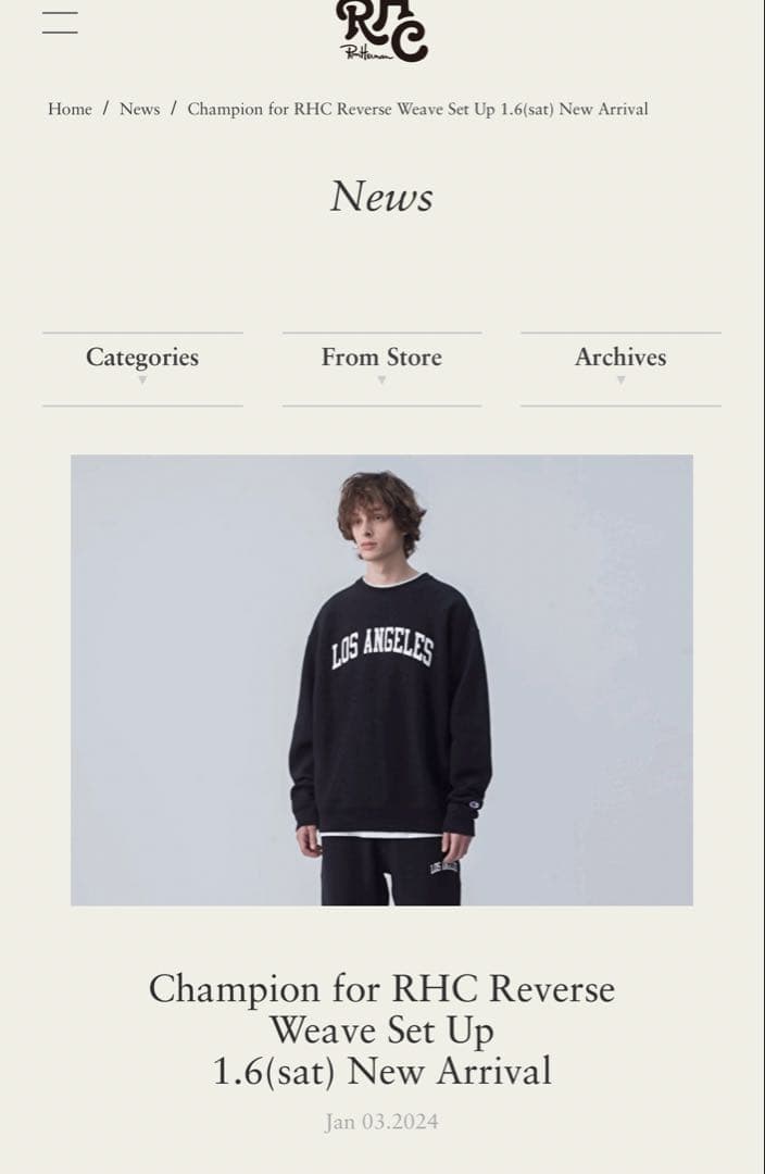 RHC チャンピオン　REVERSE WEAVE オートミール