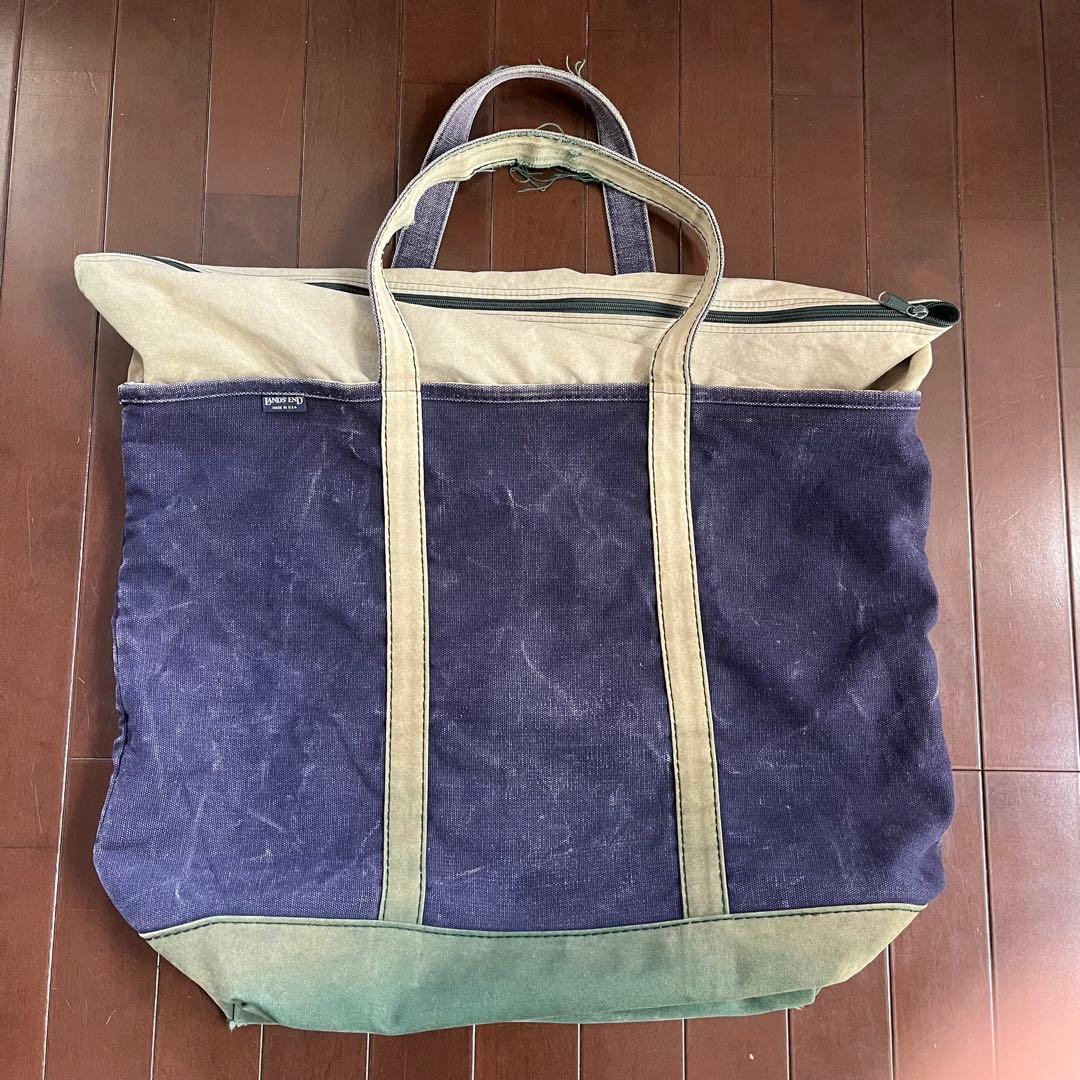 80s 90s USA製 ランズエンド デラックストート ビーントート フェード