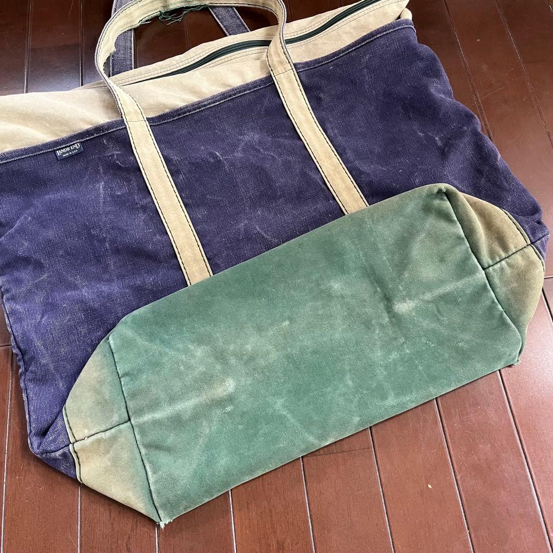 80s 90s USA製 ランズエンド デラックストート ビーントート フェード