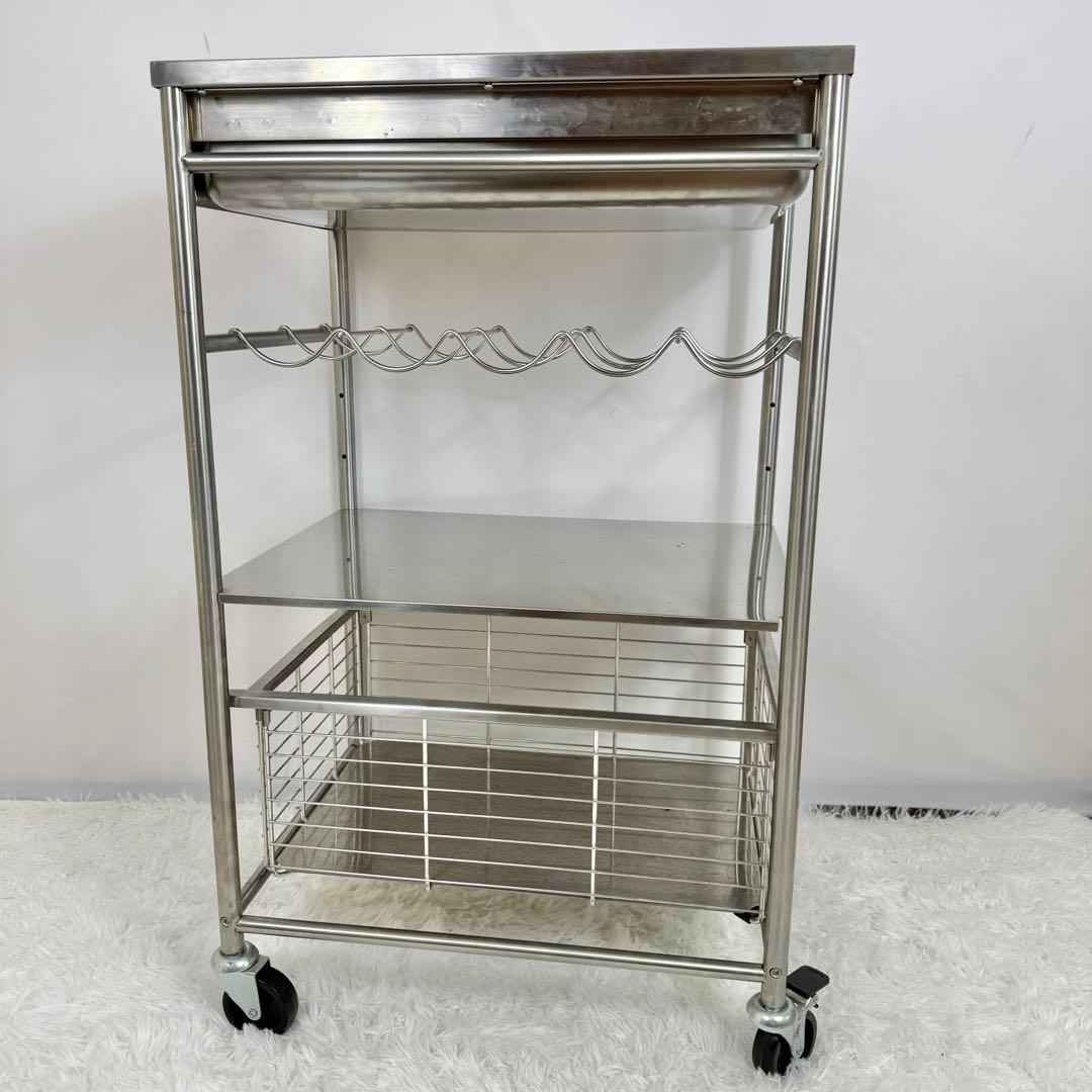 【廃盤・希少】IKEA グルンドタール ステンレス キッチンワゴン 81-13