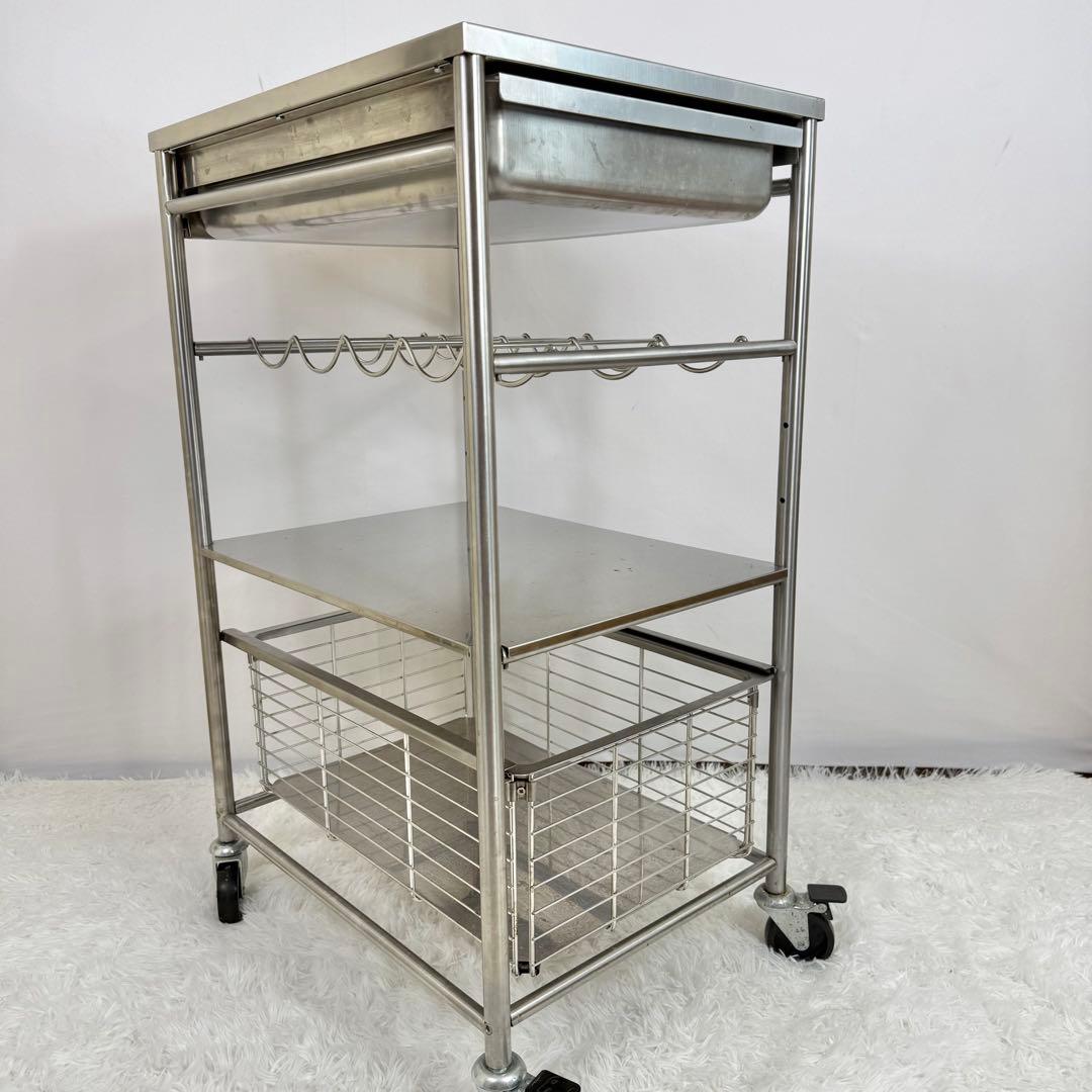 【廃盤・希少】IKEA グルンドタール ステンレス キッチンワゴン 81-13