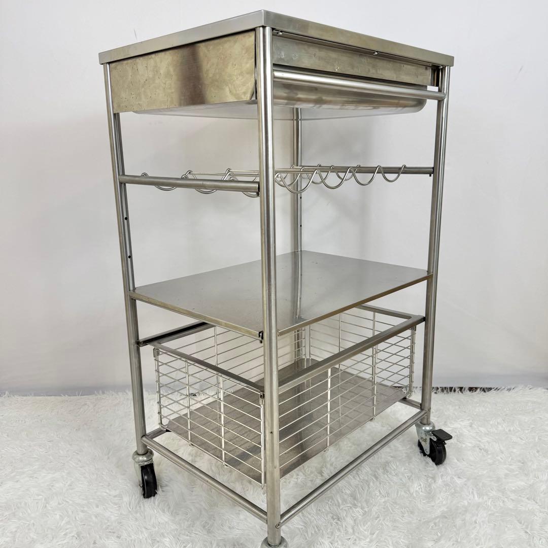 【廃盤・希少】IKEA グルンドタール ステンレス キッチンワゴン 81-13