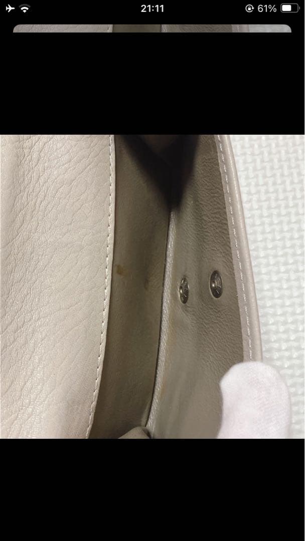 未使用HIROFUヒロフレザー二つ折り財布　センプレ　ライトグレー 「H」ロゴ