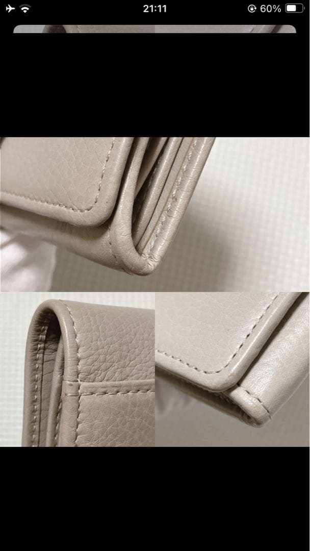 未使用HIROFUヒロフレザー二つ折り財布　センプレ　ライトグレー 「H」ロゴ