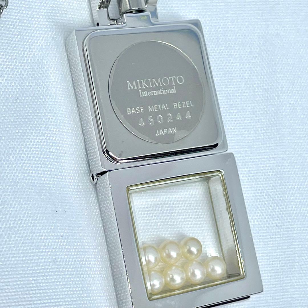 39 ミキモト 7Pパール マルチカラー ストライプ ペンダントウォッチ 稼働品