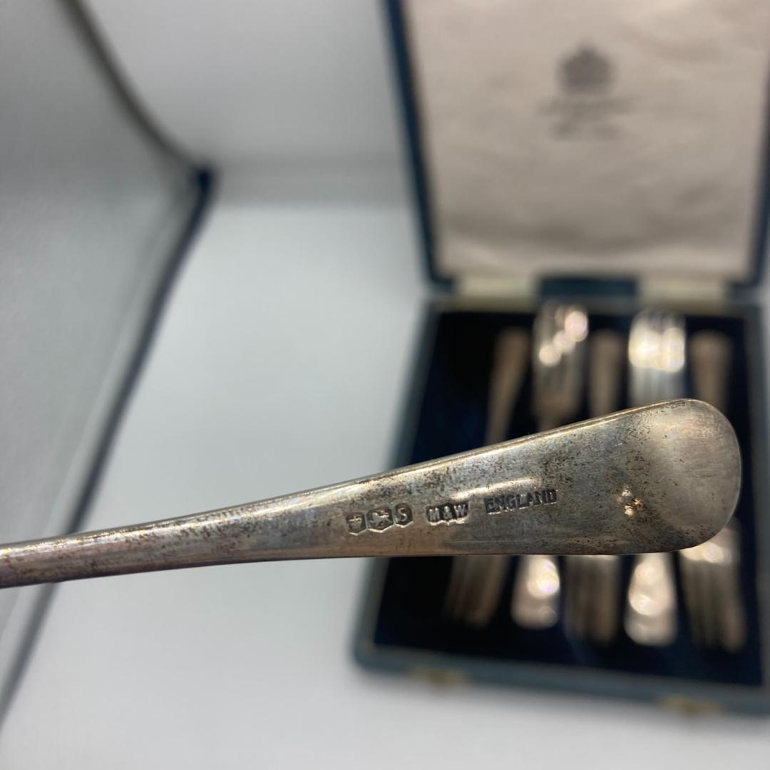 ▼Mappin&Webb ケーキフォークセット　ホールマーク　1935年