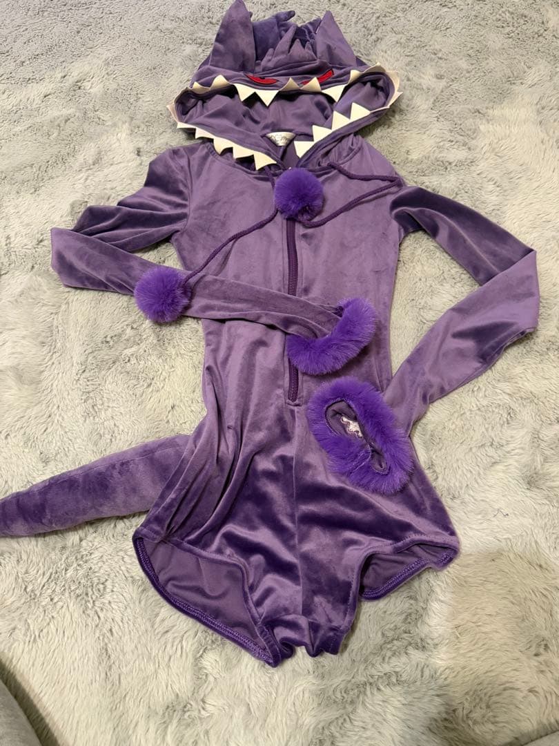 新品紫色フード付きボディスーツ キャラクター衣装 ゲンガー ポケモン
