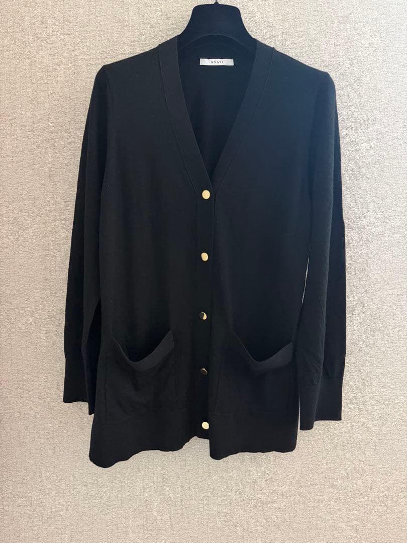 アナイ　エキストラメリノＶネック カーディガン　ロングカーディガン