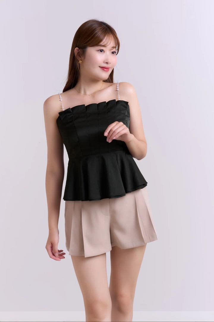 トップス Pearl-Strap Frill Top