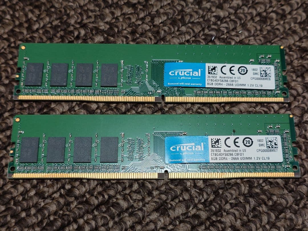 Crucial DDR4-2666 (8GBx2)16GB（動作確認済）