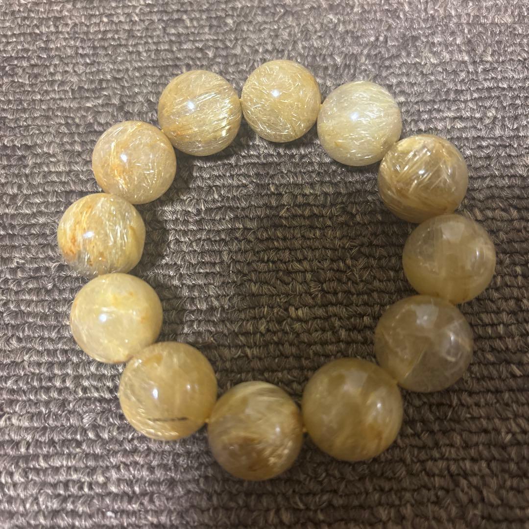 大玉ゴールドルチルクォーツブレスレット