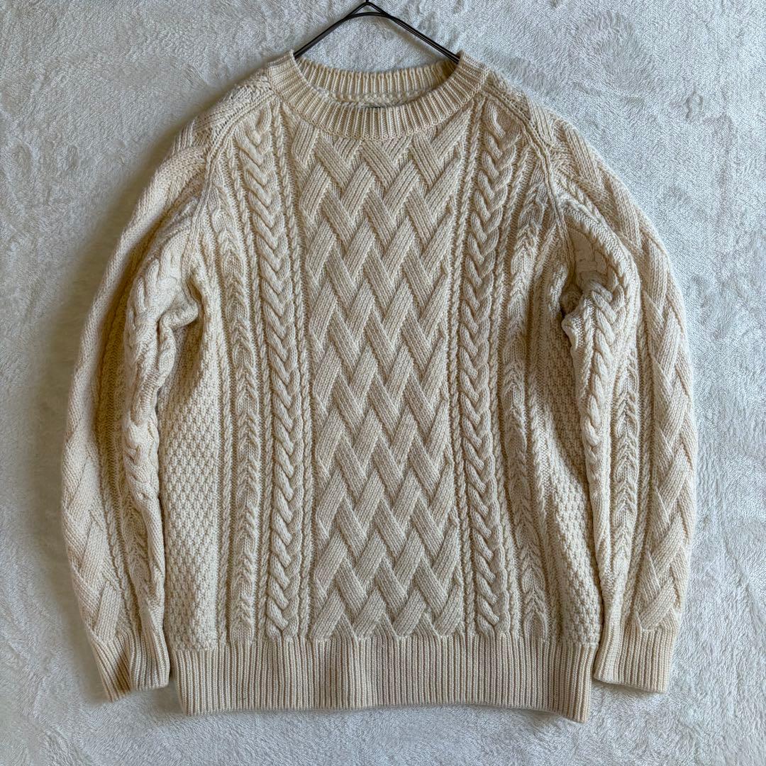 【美品】BATONER バトナー アラン編み クルーネックニット 生成り 1