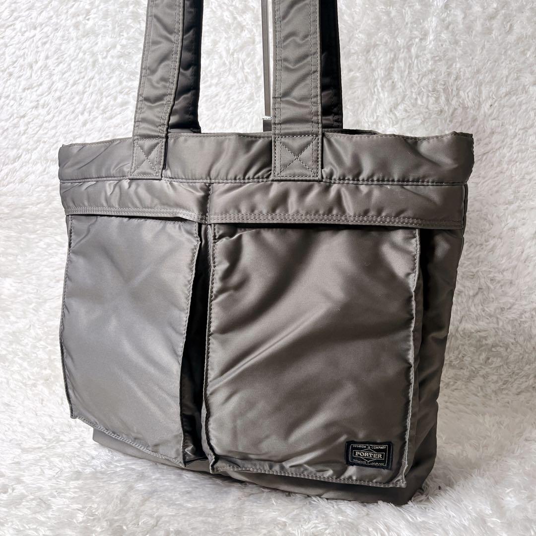 ポーター タンカー シルバーグレー トートバッグ A4 肩がけ 大容量
