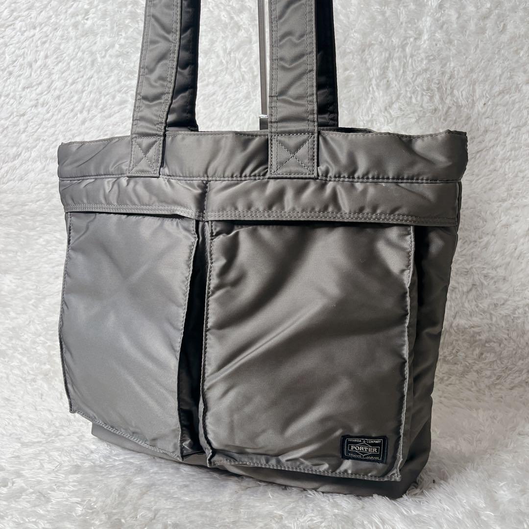 ポーター タンカー シルバーグレー トートバッグ A4 肩がけ 大容量