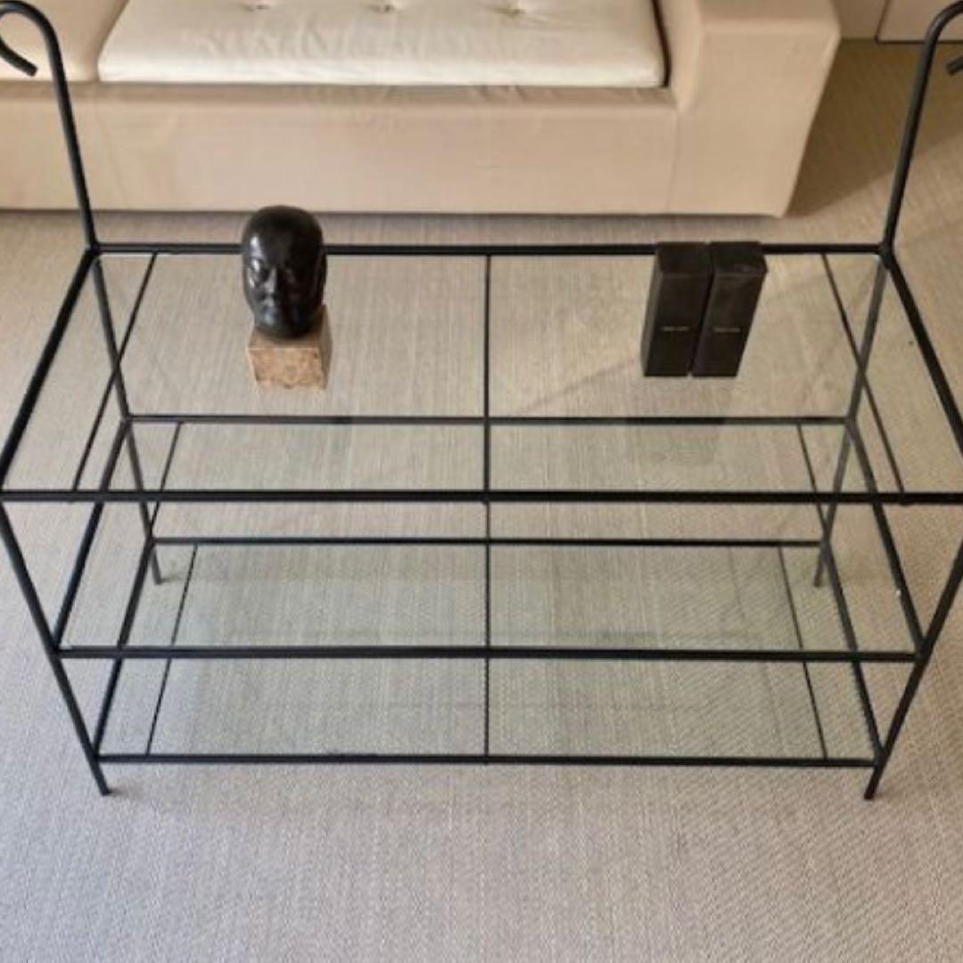TK【ビンテージ】アイアンスチール 3段 ガラス オープンシェルフ 什器